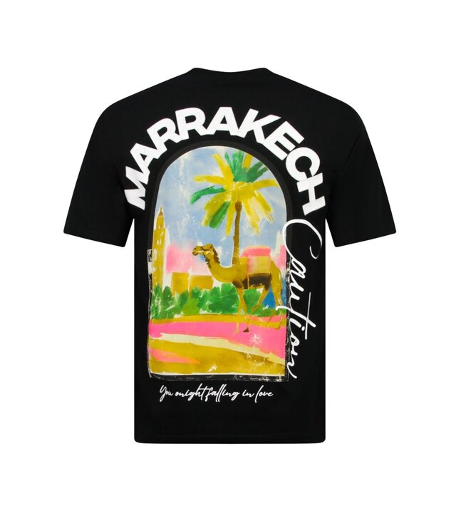 True Rise Oversized Herren-T-Shirt – Marrakech Herren-T-Shirt mit Aufdruck – Schwarz