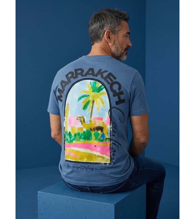 True Rise Herren-T-Shirt mit Aufdruck – Oversized Herren-T-Shirt – Herren-T-Shirt „Marrakech“ mit Aufdruck – 1858 – Blau