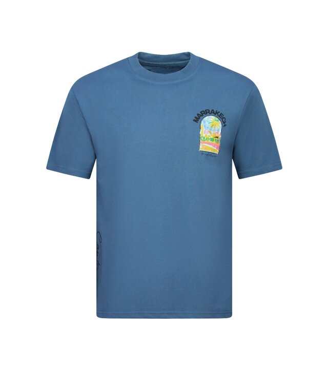 True Rise Herren-T-Shirt mit Aufdruck – Oversized Herren-T-Shirt – Herren-T-Shirt „Marrakech“ mit Aufdruck – 1858 – Blau