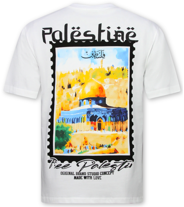 True Rise Kostenloses Palästina-Shirt – Herren-T-Shirt mit Aufdruck – Größe 190 – Weiß