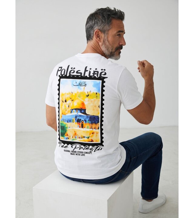 True Rise Kostenloses Palästina-Shirt – Herren-T-Shirt mit Aufdruck – Größe 190 – Weiß
