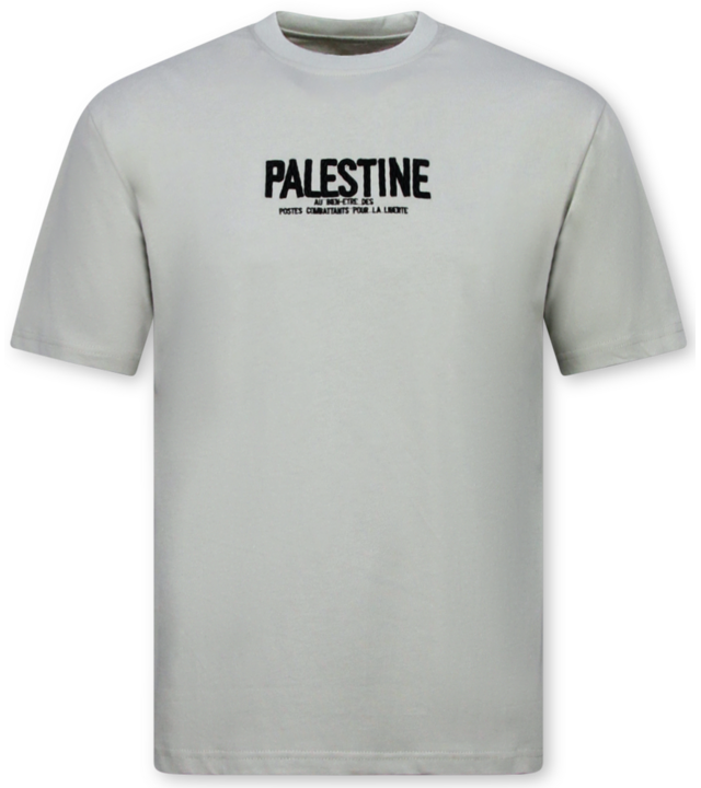 True Rise Kostenloses Palästina-Oversize-Herren-T-Shirt – Herren-T-Shirt mit Aufdruck – Größe 183 – Grau