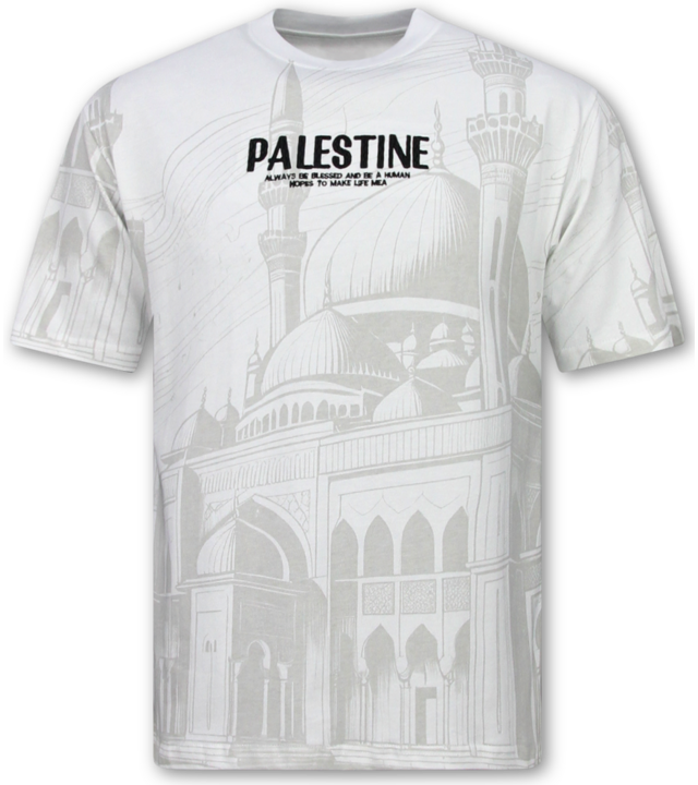 True Rise Kostenloses Palästina-Oversize-Herren-T-Shirt – Herren-T-Shirt mit Aufdruck – Größe 185 – Weiß