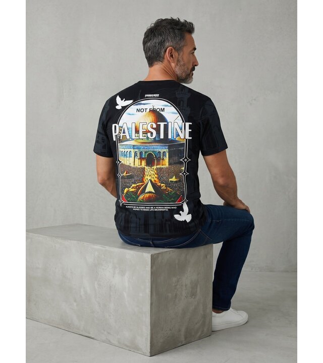 True Rise Palästina Oversized Herren-T-Shirt – Herren-T-Shirt mit Aufdruck – Größe 185 – Schwarz