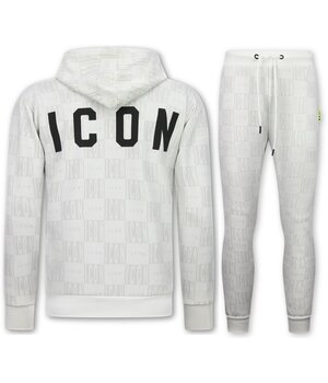 True Rise ICON Herren-Trainingsanzug – Herren-Twinset-Trainingsanzug – Jogginganzug für Erwachsene – 5837 – Weiß