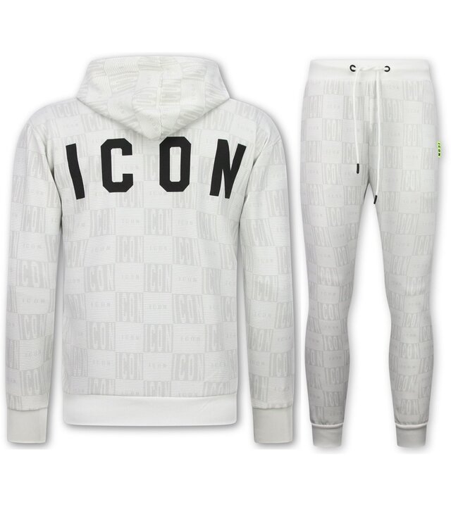 True Rise ICON Herren-Trainingsanzug – Herren-Twinset-Trainingsanzug – Jogginganzug für Erwachsene – 5837 – Weiß