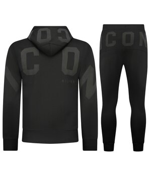 True Rise ICON Hoodie Herren-Jogginganzug – Herren-Trainingsanzug – Herren-Loungewear für Erwachsene – 6152 – Schwarz