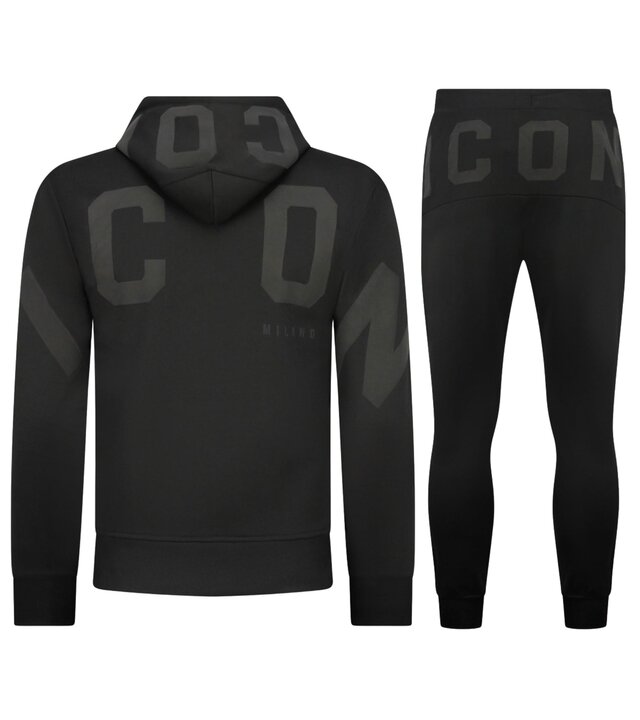 True Rise ICON Hoodie Herren-Jogginganzug – Herren-Trainingsanzug – Herren-Loungewear für Erwachsene – 6152 – Schwarz