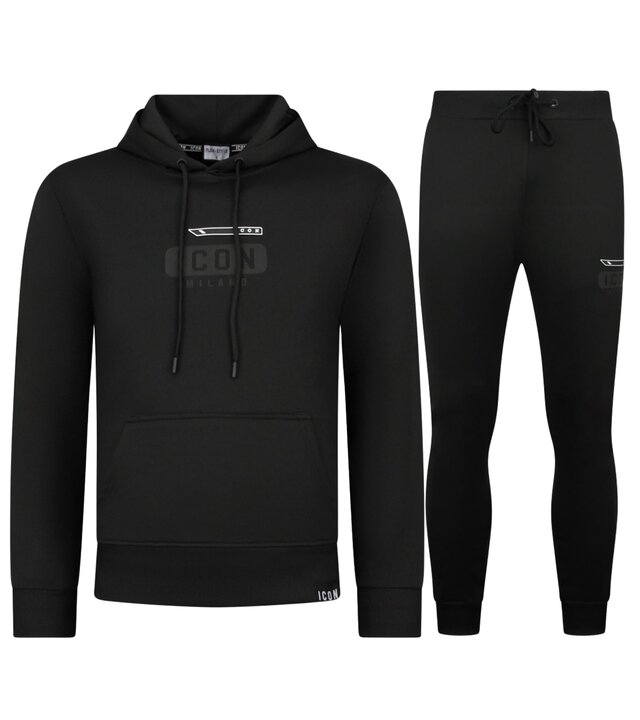 True Rise ICON Hoodie Herren-Jogginganzug – Herren-Trainingsanzug – Herren-Loungewear für Erwachsene – 6152 – Schwarz