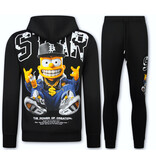 True Rise  Zweiteiliges Set – Simpsons-Trainingsanzug für Herren – Jogginganzug für Herren – Loungewear für Herren – 089 – Schwarz