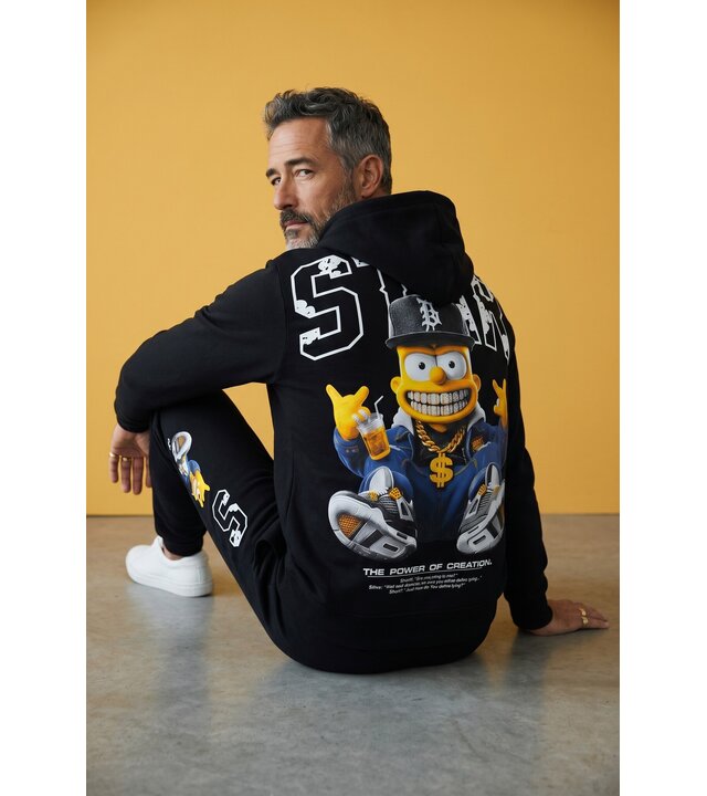 True Rise  Zweiteiliges Set – Simpsons-Trainingsanzug für Herren – Jogginganzug für Herren – Loungewear für Herren – 089 – Schwarz