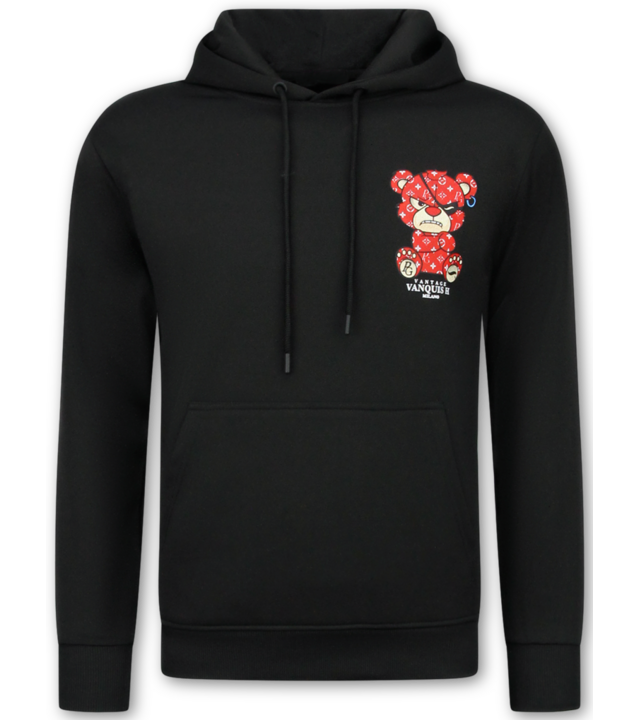 True Rise Teddybär-Trainingsanzug für Herren – Jogginganzug für Herren – Loungewear für Herren – 6052 – Schwarz/Rot