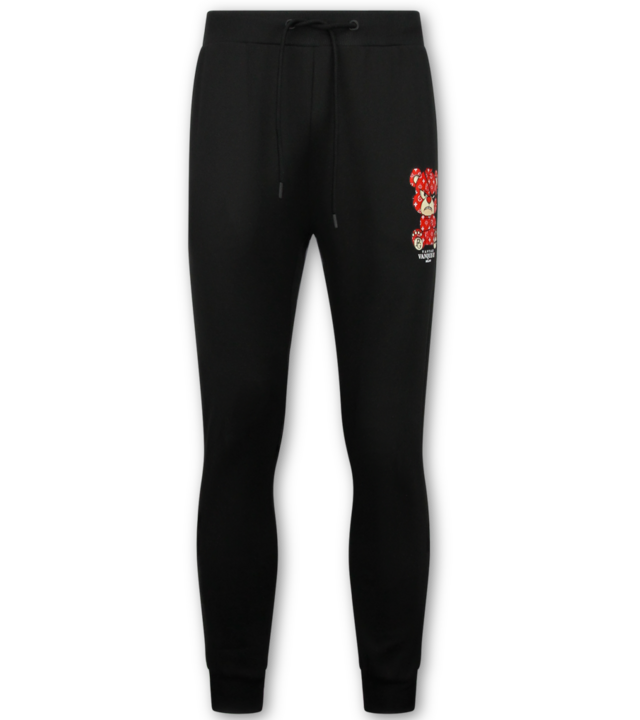 True Rise Teddybär-Trainingsanzug für Herren – Jogginganzug für Herren – Loungewear für Herren – 6052 – Schwarz/Rot