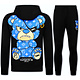 Herren-Trainingsanzug – Jogginganzug für Erwachsene – Teddybär-Loungewear für Herren – 6052 – Schwarz/Blau