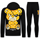 Herren-Trainingsanzug – Teddybär-Jogginganzug für Herren – Herren-Loungewear – 6052 – Schwarz/Gelb