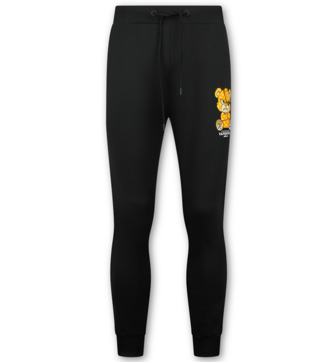 True Rise Herren-Trainingsanzug – Teddybär-Jogginganzug für Herren – Herren-Loungewear – 6052 – Schwarz/Gelb