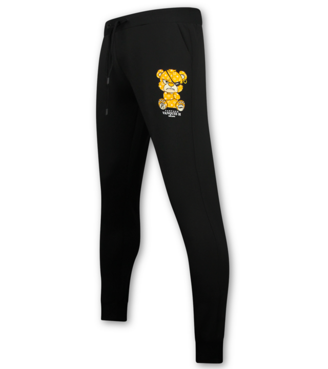 True Rise Herren-Trainingsanzug – Teddybär-Jogginganzug für Herren – Herren-Loungewear – 6052 – Schwarz/Gelb