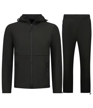 True Rise Tech Suit Sommer-Set Herren-Trainingsanzug – Dünner Herren-Trainingsanzug – Herren-Loungewear – 1050 – Schwarz