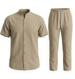 Enos Herren-Sommer-Set – Herren-Sommerhose – Hemd und Hose – Zweiteiler – C211 – Braun