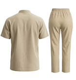 Enos Herren-Sommer-Set – Herren-Sommerhose – Hemd und Hose – Zweiteiler – C211 – Braun