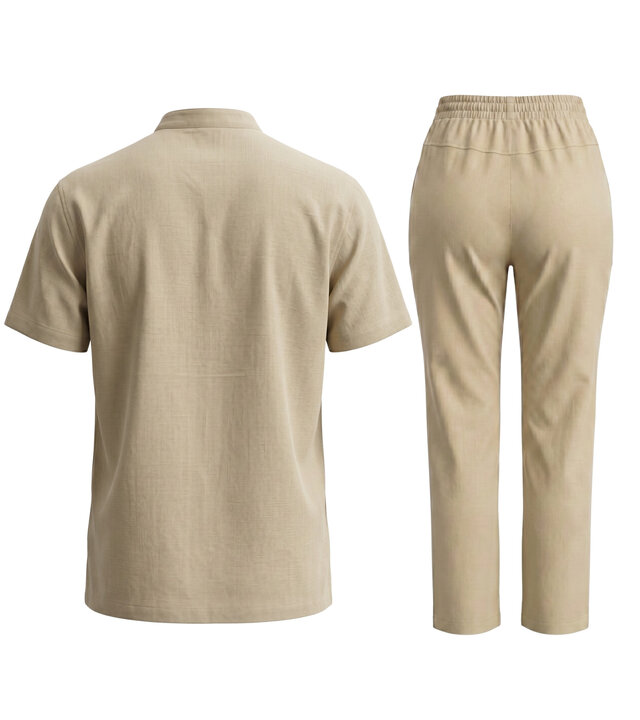 Enos Herren-Sommer-Set – Herren-Sommerhose – Hemd und Hose – Zweiteiler – C211 – Braun