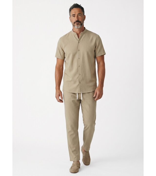 Enos Herren-Sommer-Set – Herren-Sommerhose – Hemd und Hose – Zweiteiler – C211 – Braun