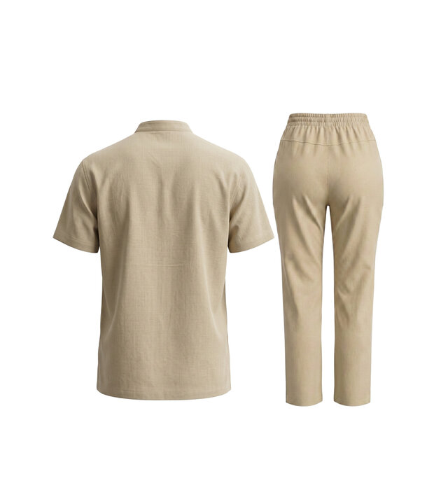 Enos Herren-Sommer-Set – Herren-Sommerhose – Hemd und Hose – Zweiteiler – C211 – Braun