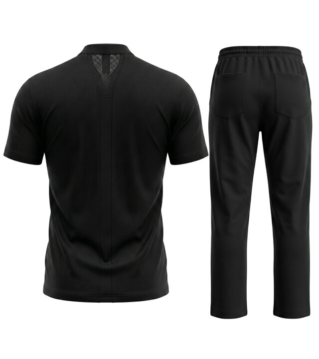 Enos Herren-Sommer-Set – Herren-Sommerhose – Hemd und Hose – Twinset – C211 – Schwarz