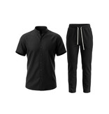 Enos Herren-Sommer-Set – Herren-Sommerhose – Hemd und Hose – Twinset – C211 – Schwarz