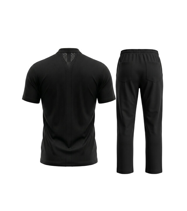 Enos Herren-Sommer-Set – Herren-Sommerhose – Hemd und Hose – Twinset – C211 – Schwarz
