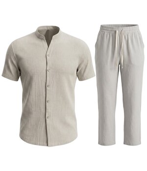 Enos Herren-Sommer-Set – Herren-Sommerhose – Hemd und Hose – Zweiteiler – C211 – Grau