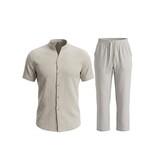 Enos Herren-Sommer-Set – Herren-Sommerhose – Hemd und Hose – Zweiteiler – C211 – Grau