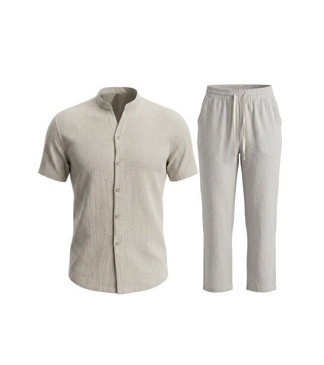 Enos Herren-Sommer-Set – Herren-Sommerhose – Hemd und Hose – Zweiteiler – C211 – Grau