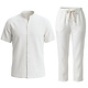 Herren-Sommer-Set – Herren-Sommerhose – Hemd und Hose – Twinset – C211 – Weiß