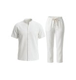 Enos Herren-Sommer-Set – Herren-Sommerhose – Hemd und Hose – Twinset – C211 – Weiß