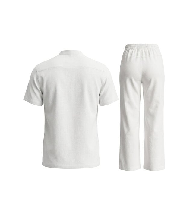 Enos Herren-Sommer-Set – Herren-Sommerhose – Hemd und Hose – Twinset – C211 – Weiß