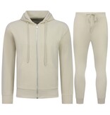 Enos Elegantes zweiteiliges Set – Lässiger Oversize-Trainingsanzug für Herren – Jogginganzug für Erwachsene – 5853 – Beige