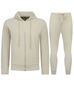 Enos Elegantes zweiteiliges Set – Lässiger Oversize-Trainingsanzug für Herren – Jogginganzug für Erwachsene – 5853 – Beige