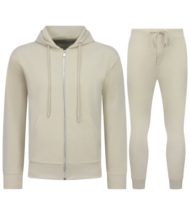 Enos Elegantes zweiteiliges Set – Lässiger Oversize-Trainingsanzug für Herren – Jogginganzug für Erwachsene – 5853 – Beige