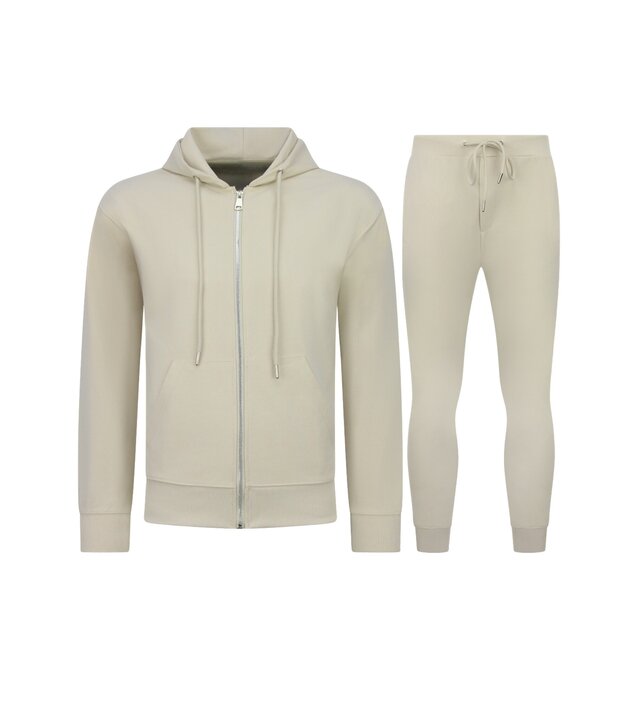 Enos Elegantes zweiteiliges Set – Lässiger Oversize-Trainingsanzug für Herren – Jogginganzug für Erwachsene – 5853 – Beige