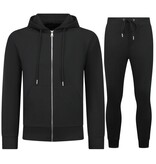 Enos Lässiger Oversize-Trainingsanzug für Herren – Elegantes zweiteiliges Set – Jogginganzug für Erwachsene – 5853 – Schwarz