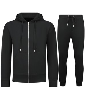 Enos Lässiger Oversize-Trainingsanzug für Herren – Elegantes zweiteiliges Set – Jogginganzug für Erwachsene – 5853 – Schwarz