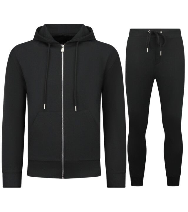Enos Lässiger Oversize-Trainingsanzug für Herren – Elegantes zweiteiliges Set – Jogginganzug für Erwachsene – 5853 – Schwarz