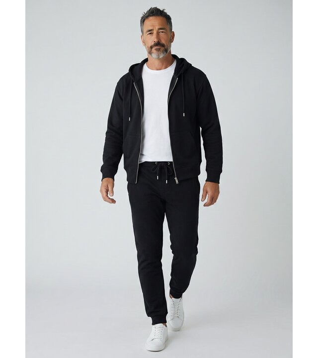 Enos Lässiger Oversize-Trainingsanzug für Herren – Elegantes zweiteiliges Set – Jogginganzug für Erwachsene – 5853 – Schwarz