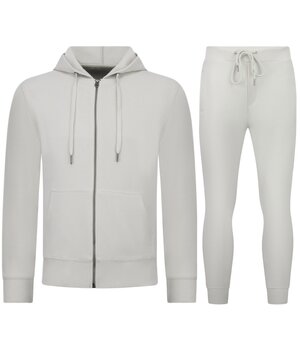 Enos Lässiger Herren-Jogginganzug in Übergröße – Herren-Trainingsanzug – Elegantes Zweiteiler-Set – 5853 – Weiß