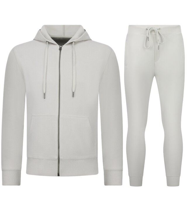 Enos Lässiger Herren-Jogginganzug in Übergröße – Herren-Trainingsanzug – Elegantes Zweiteiler-Set – 5853 – Weiß