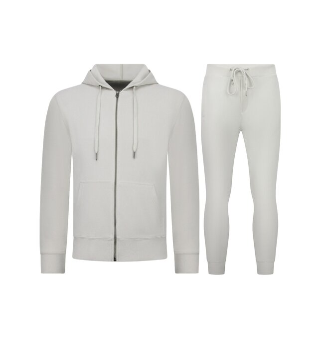Enos Lässiger Herren-Jogginganzug in Übergröße – Herren-Trainingsanzug – Elegantes Zweiteiler-Set – 5853 – Weiß