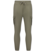 Enos Lässiger, gerippter Oversize-Jogginganzug für Herren – Herren-Trainingsanzug – Elegantes zweiteiliges Set – 7920 – Olivgrün
