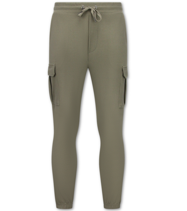 Enos Lässiger, gerippter Oversize-Jogginganzug für Herren – Herren-Trainingsanzug – Elegantes zweiteiliges Set – 7920 – Olivgrün