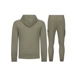 Enos Lässiger, gerippter Oversize-Jogginganzug für Herren – Herren-Trainingsanzug – Elegantes zweiteiliges Set – 7920 – Olivgrün